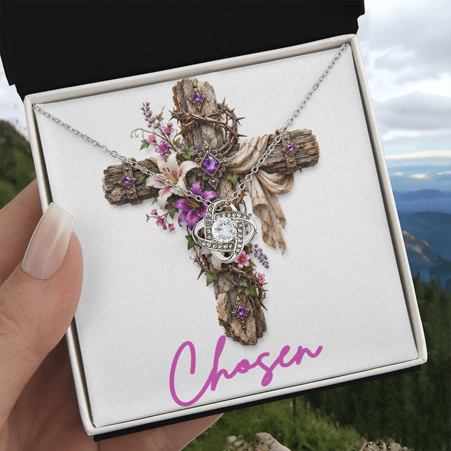 Chosen Cross Lilies | Christian Love Knot Necklace | Her Word