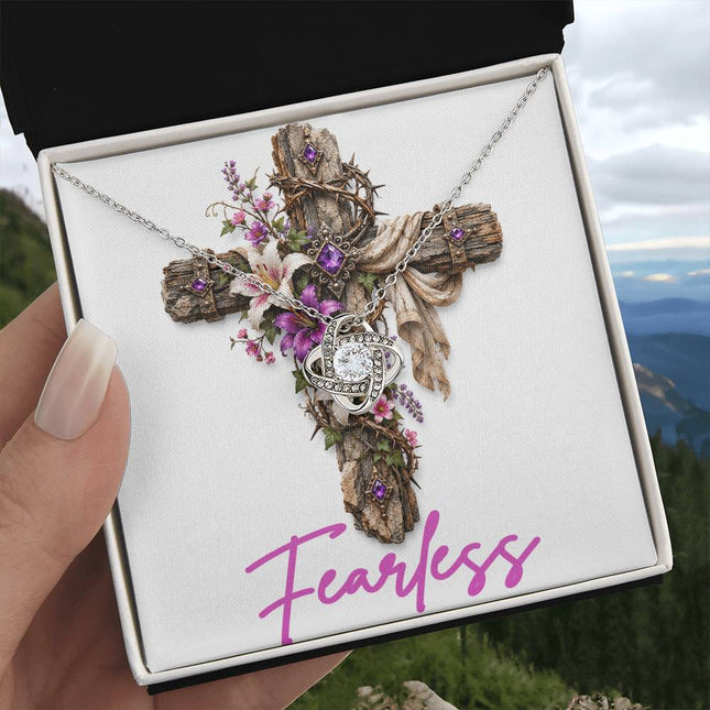 Fearless Cross Lilies | Christian Love Knot Necklace | Her Word