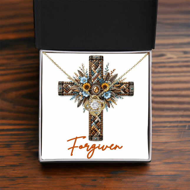 Forgiven Cross Sunflowers | Christian Love Knot Necklace | Her Word
