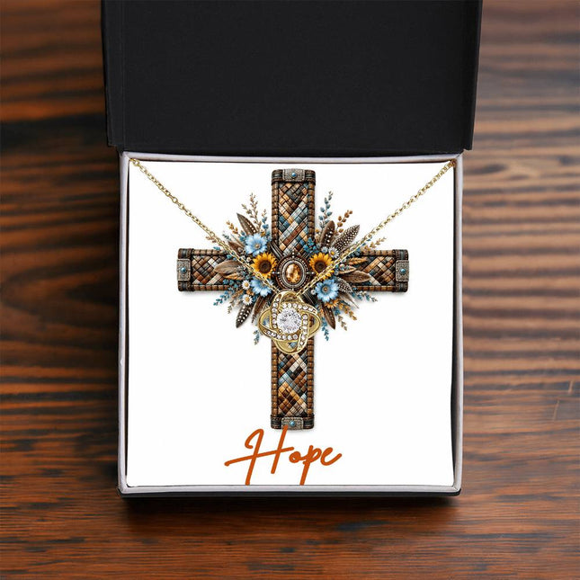 Hope Cross Sunflowers | Christian Love Knot Necklace | Her Word