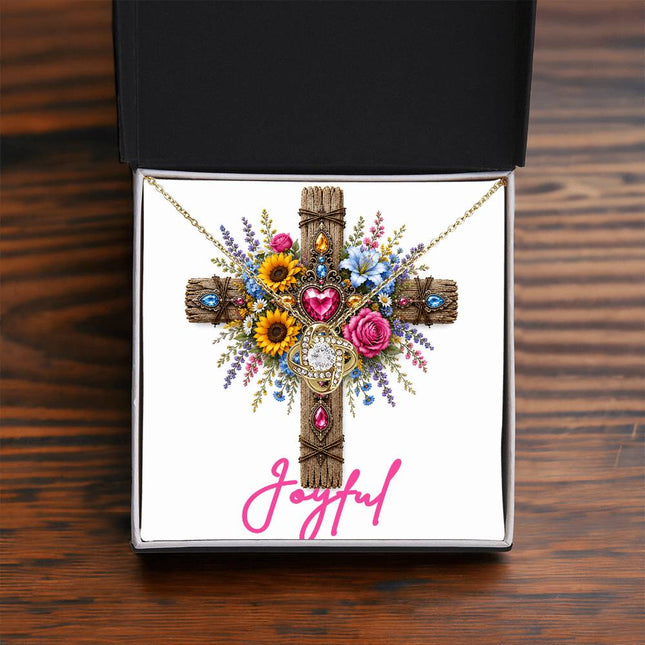 Joyful Cross Flowers | Christian Love Knot Necklace | Her Word