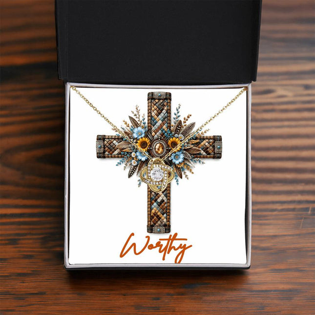 Worthy Cross Sunflowers | Christian Love Knot Necklace | Her Word