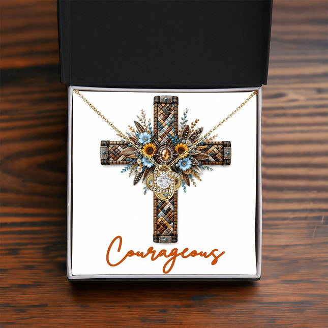 Courageous Cross Sunflowers | Christian Love Knot Necklace | Her Word