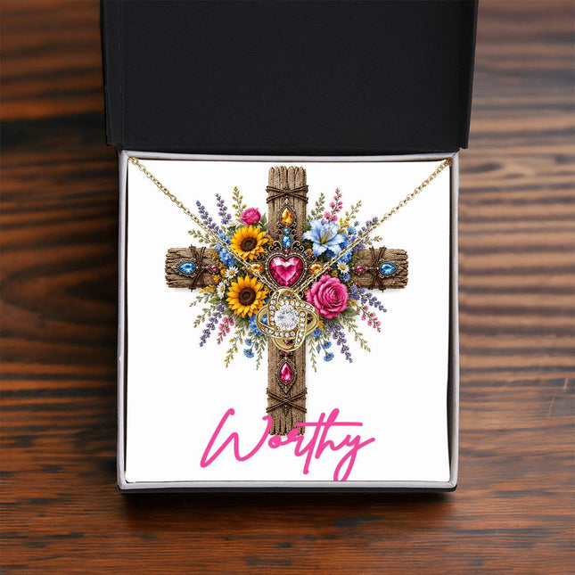 Worthy Cross Flowers | Christian Love Knot Necklace | Her Word