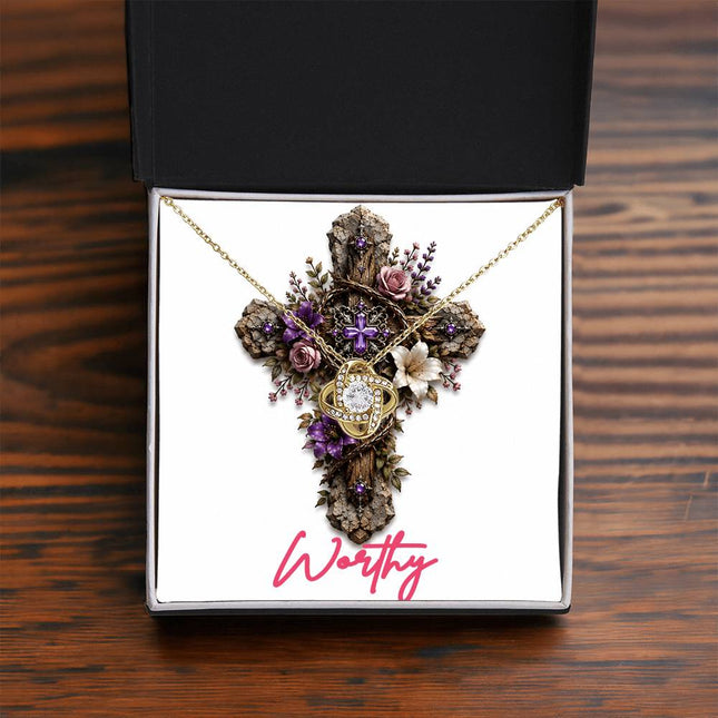 Worthy Cross Roses | Christian Love Knot Necklace | Her Word
