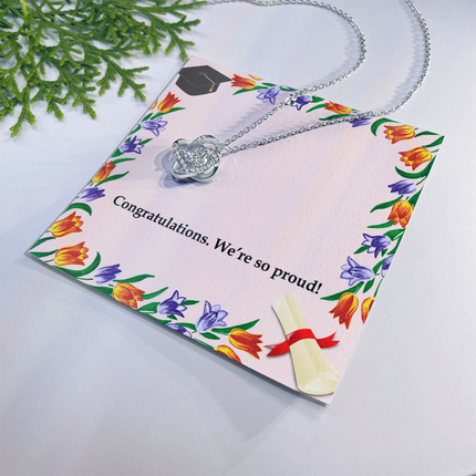 Congratulations We’re So Proud Love Knot Necklace | Graduation Gift