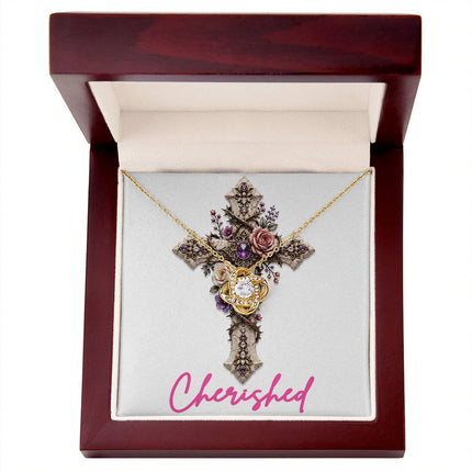 Cherished Cross Roses | Christian Love Knot Necklace | Her Word