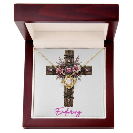 Enduring Cross Pink Flowers | Christian Love Knot Necklace | Her Word