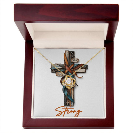 Strong Cross Faith Hope | Christian Love Knot Necklace | Her Word
