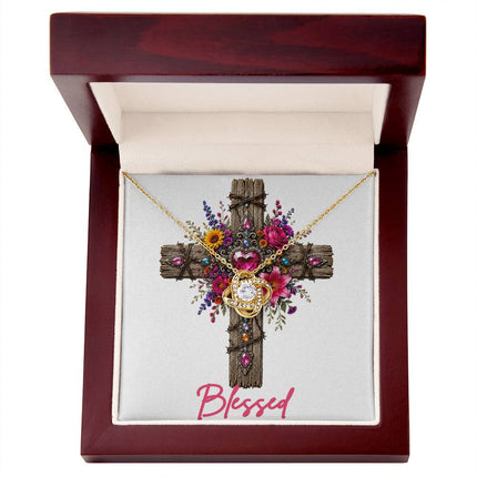 Blessed Cross Wildflowers | Christian Love Knot Necklace | Her Word