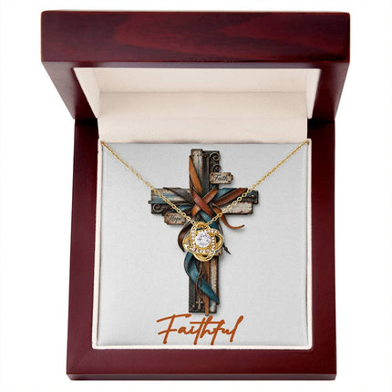 Faithful Cross Faith Hope | Christian Love Knot Necklace | Her Word