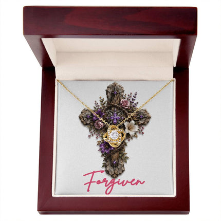 Forgiven Cross Roses | Christian Love Knot Necklace | Her Word