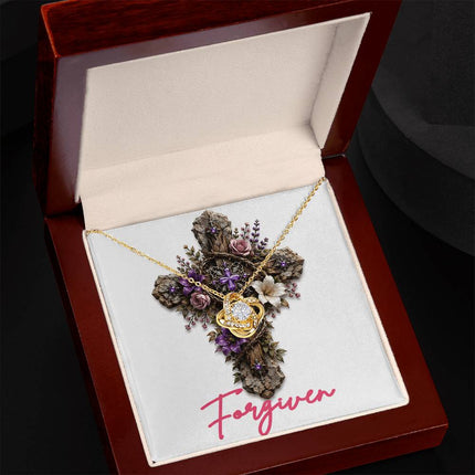 Forgiven Cross Roses | Christian Love Knot Necklace | Her Word