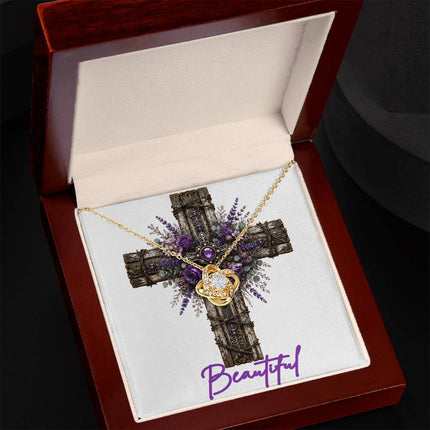 Beautiful Cross Lavender Sprigs | Christian Love Knot Necklace | Her Word