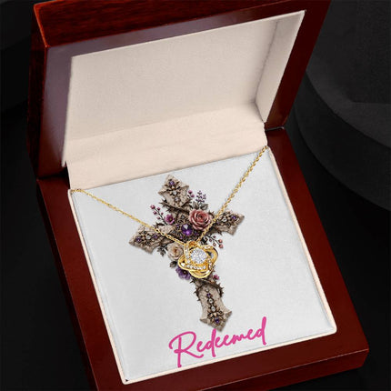 Redeemed Cross Roses | Christian Love Knot Necklace | Her Word