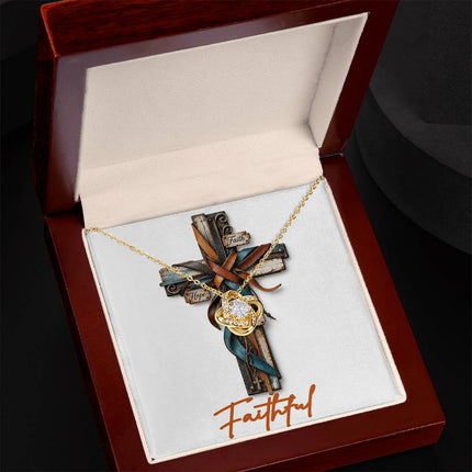 Faithful Cross Faith Hope | Christian Love Knot Necklace | Her Word