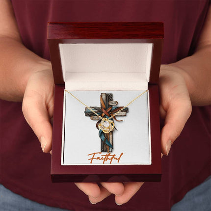 Faithful Cross Faith Hope | Christian Love Knot Necklace | Her Word