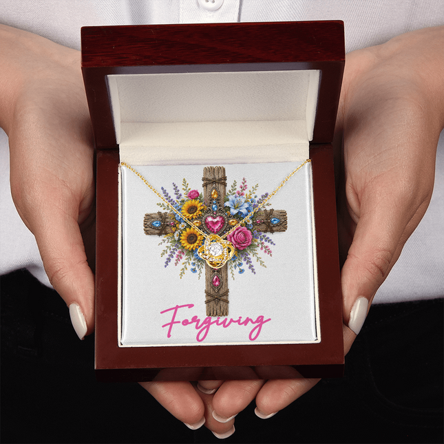 Forgiving Cross Flowers | Christian Love Knot Necklace | Her Word