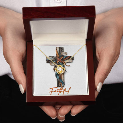 Faithful Cross Faith Hope | Christian Love Knot Necklace | Her Word