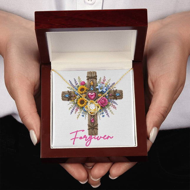 Forgiven Cross Flowers | Christian Love Knot Necklace | Her Word