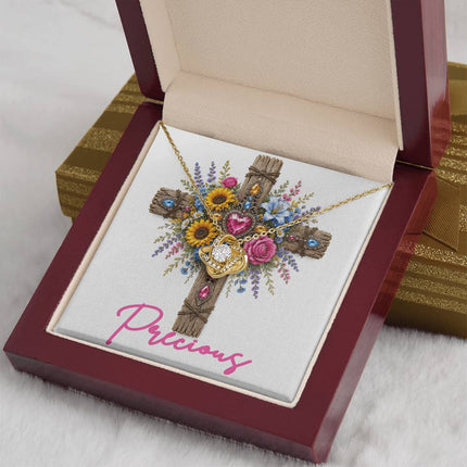 Precious Cross Flowers | Christian Love Knot Necklace | Her Word