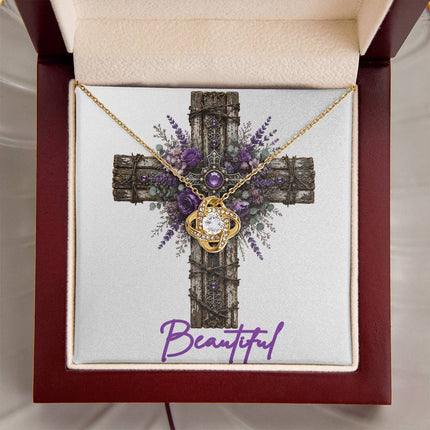 Beautiful Cross Lavender Sprigs | Christian Love Knot Necklace | Her Word