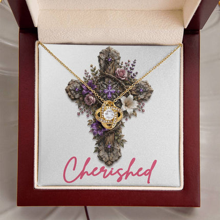 Cherished Cross Roses | Christian Love Knot Necklace | Her Word