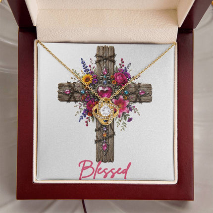 Blessed Cross Wildflowers | Christian Love Knot Necklace | Her Word