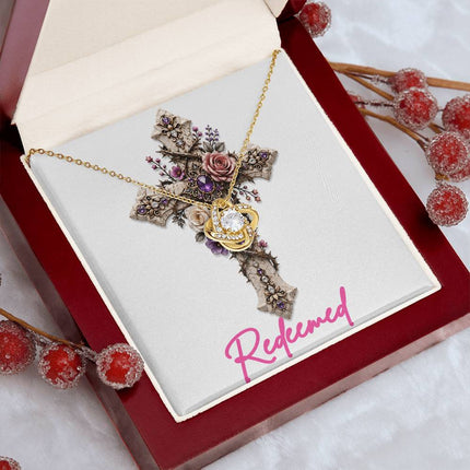 Redeemed Cross Roses | Christian Love Knot Necklace | Her Word