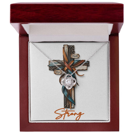 Strong Cross Faith Hope | Christian Love Knot Necklace | Her Word