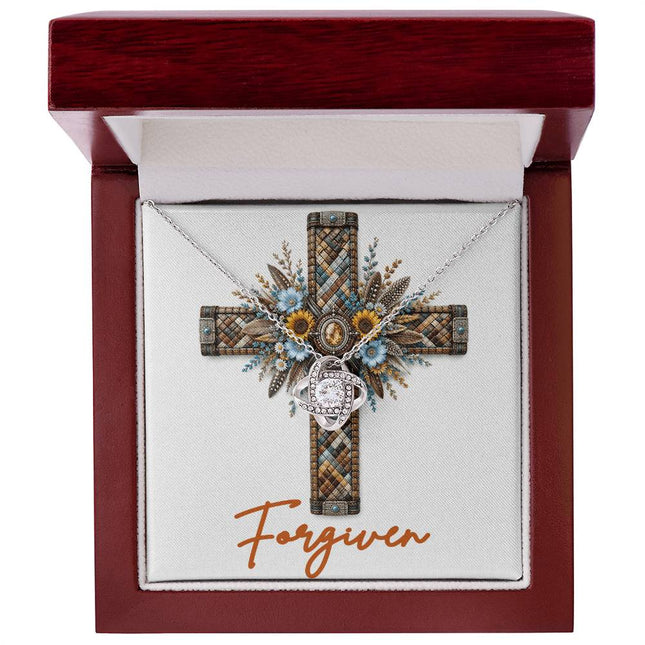 Forgiven Cross Sunflowers | Christian Love Knot Necklace | Her Word