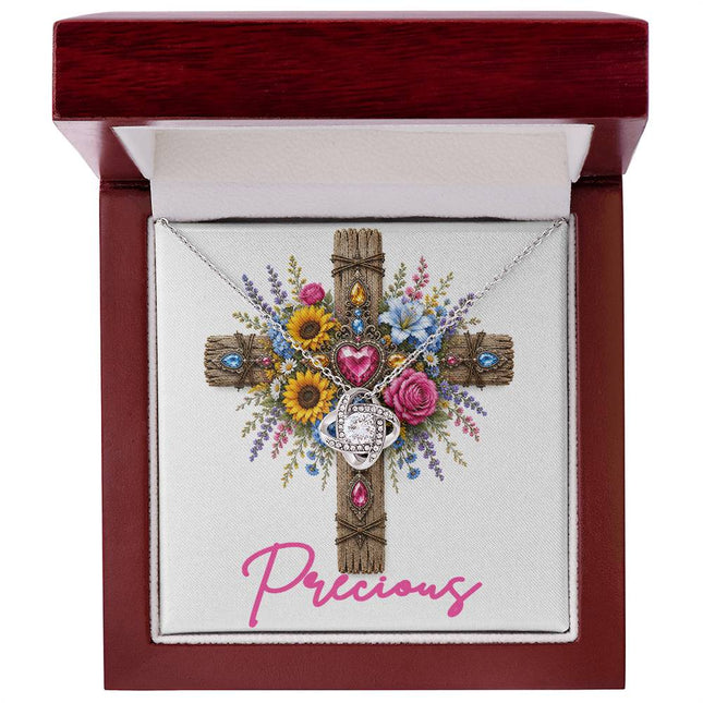 Precious Cross Flowers | Christian Love Knot Necklace | Her Word
