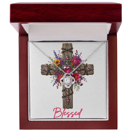 Blessed Cross Wildflowers | Christian Love Knot Necklace | Her Word