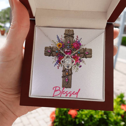Blessed Cross Wildflowers | Christian Love Knot Necklace | Her Word