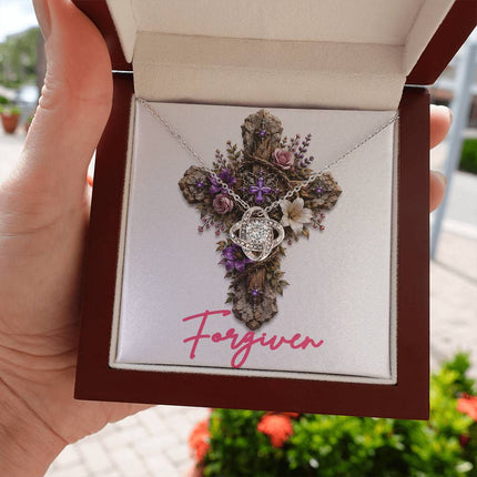 Forgiven Cross Roses | Christian Love Knot Necklace | Her Word