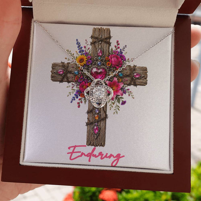 Enduring Cross Wildflowers | Christian Love Knot Necklace | Her Word