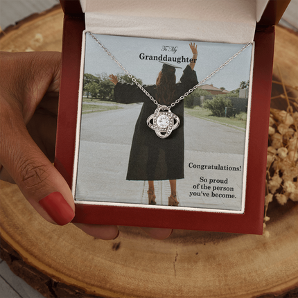 Granddaughter Graduation Love Knot Necklace | Congratulations Gift