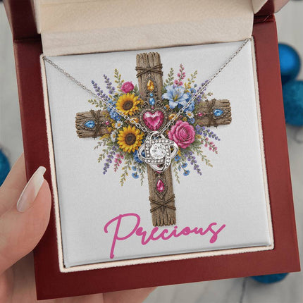 Precious Cross Flowers | Christian Love Knot Necklace | Her Word