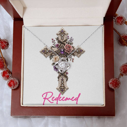 Redeemed Cross Roses | Christian Love Knot Necklace | Her Word