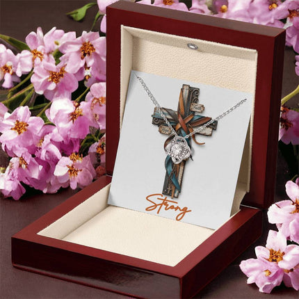 Strong Cross Faith Hope | Christian Love Knot Necklace | Her Word