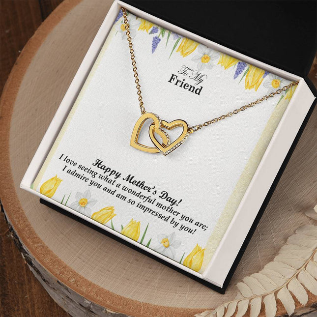 Christian cross necklace with "I Admire What a Wonderful Mother You Are" message — modern Mother's Day gift for friend, in luxury gift box