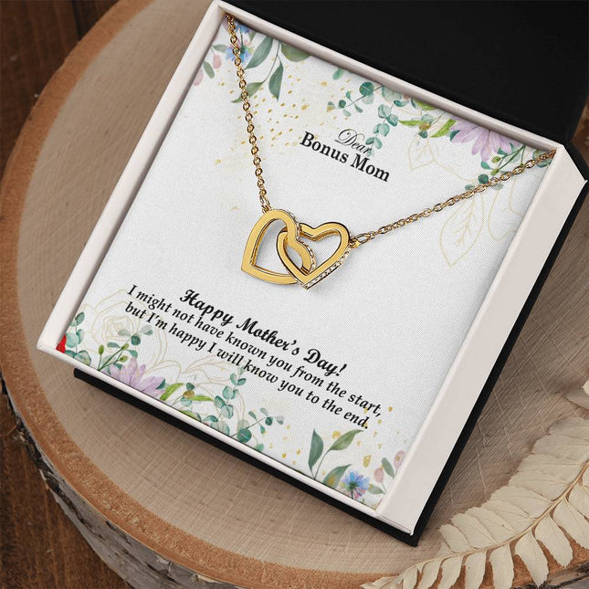 Christian cross necklace with "I Didn't Know You from the Start But I'll Know You to the En" message — modern Mother's Day gift for bonus mom, in luxury gift box