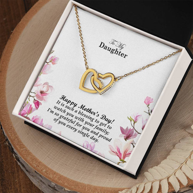 Christian cross necklace with "It's a Blessing to Watch You with Your Family" message — modern Mother's Day gift for daughter, in luxury gift box