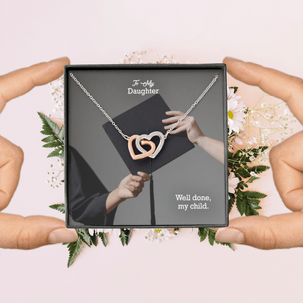 Daughter Graduation Interlocking Hearts Necklace | Well Done Gift