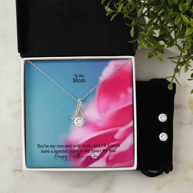 Christian alluring beauty necklace with "You're My One & Only Mom Always in My Heart" message — modern Mother's Day gift for mom, in luxury gift box