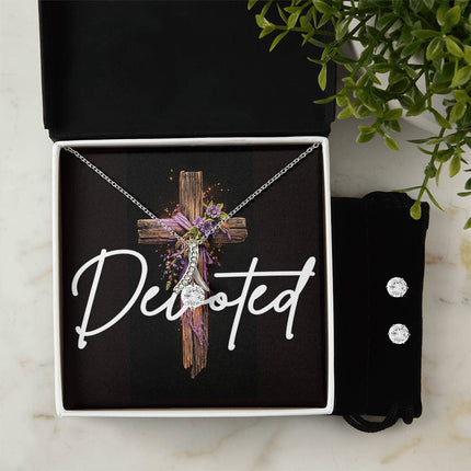 Devoted | Christian Alluring Beauty Necklace and Cubic Zirconia Earring Set | Gift for Her