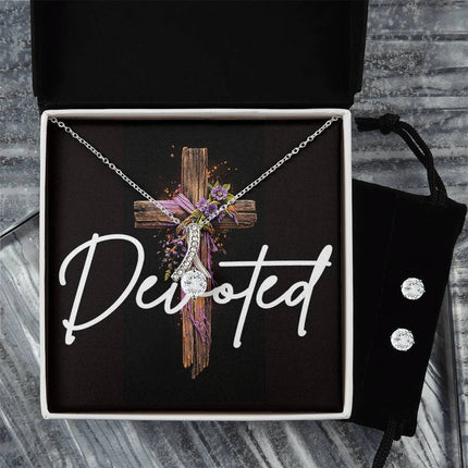 Devoted | Christian Alluring Beauty Necklace and Cubic Zirconia Earring Set | Gift for Her