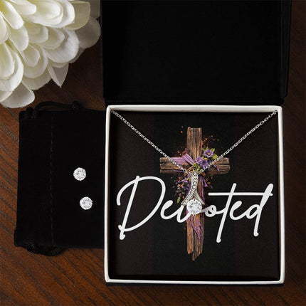 Devoted | Christian Alluring Beauty Necklace and Cubic Zirconia Earring Set | Gift for Her