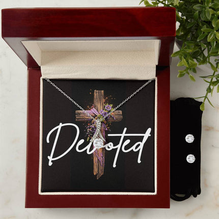 Devoted | Christian Alluring Beauty Necklace and Cubic Zirconia Earring Set | Gift for Her