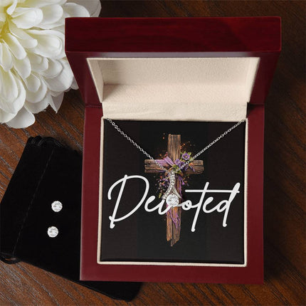 Devoted | Christian Alluring Beauty Necklace and Cubic Zirconia Earring Set | Gift for Her